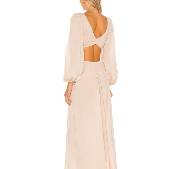 Indah Julie Solid Ruched Bodice Cutaway Maxi Dress NWOT - Size M - Picture 2 of 11